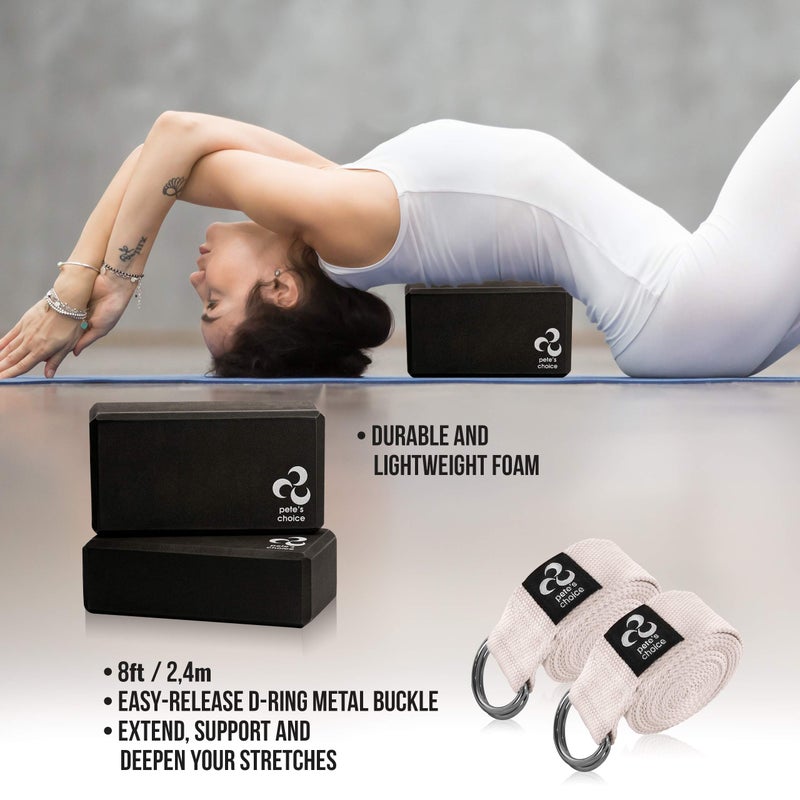 Pete's Choice 2 Yoga Blocks + 2 Yoga Straps - Starter Kit for Beginners, Ideal for Home Indoor Exercises - Image 5